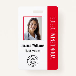 Uw Dentist Kantoor Logo Foto ID Rood Badge