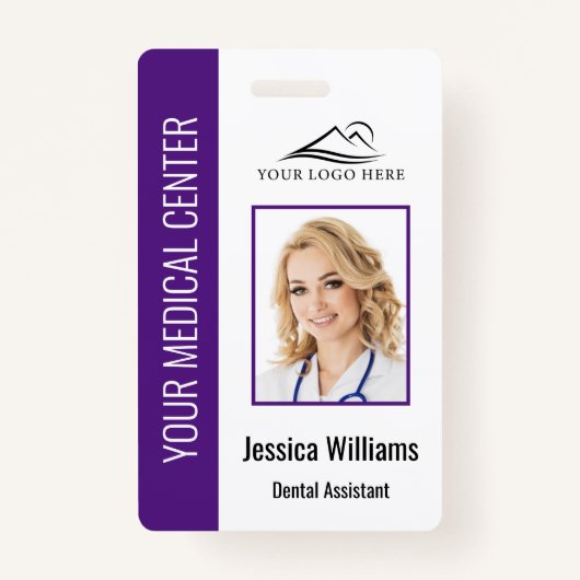 Uw Dentist Kantoor Logo werknemer Foto ID Paars Badge (Voorkant)