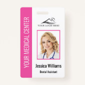 Uw Dentist Kantoor Logo werknemer Foto ID Roze Badge (Voorkant)