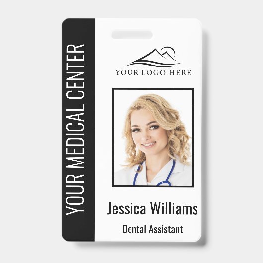 Uw Dentist Kantoor Logo werknemer Foto-ID zwart Badge (Front)