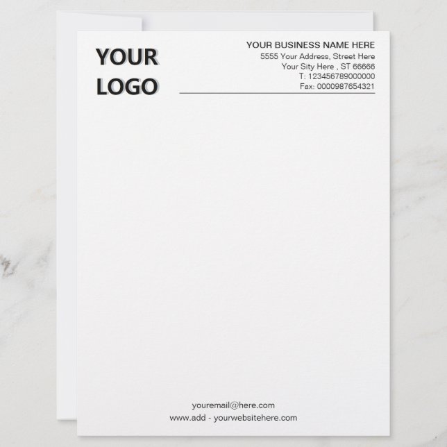 Uw Design Business Letterhead Voorbeeld met Logo Briefhoofd (Voorkant)