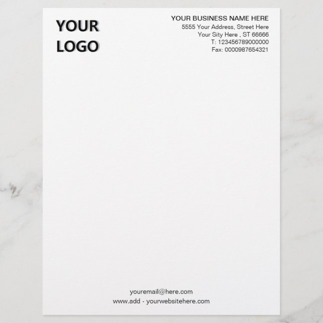 Uw Design Business Letterhead Voorbeeld met Logo Briefhoofd (Voorkant)
