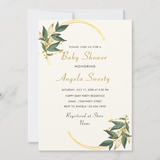 Uw Design Gold Baby shower Invitation Sjabloon (Voorkant)