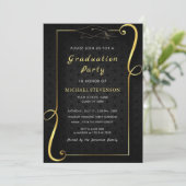 Uw Design Gold Black Afstudeerder Invitations Sjab (Staand voorkant)