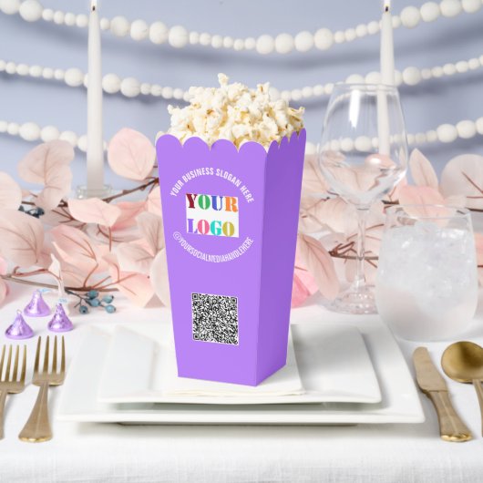 Uw Design Logo Popcorn Box Voorbeeld met QR-code Bedankdoosjes (Huwelijk)