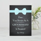 Uw dienst als Groomsman Black Chalkboard Bow Kaart (Staand voorkant)