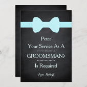 Uw dienst als Groomsman Black Chalkboard Bow Kaart (Voorkant / Achterkant)