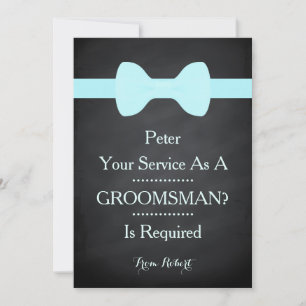 Uw dienst als Groomsman Black Chalkboard Bow Kaart