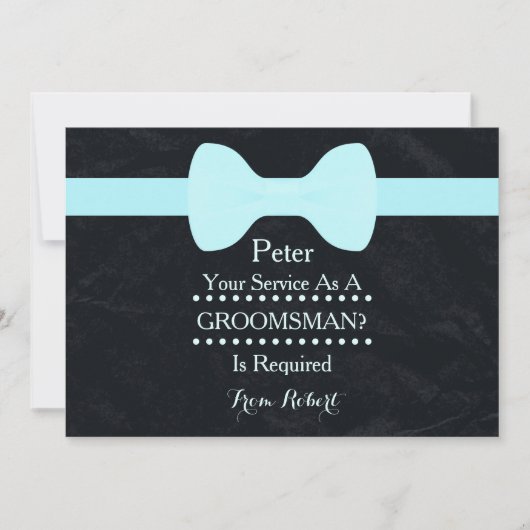 Uw dienst als Groomsman Black Chalkboard Bow Kaart (Voorkant)