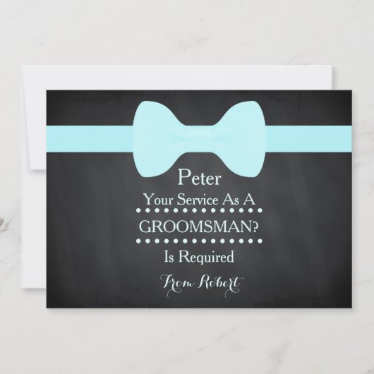 Uw dienst als Groomsman Black Chalkboard Bow Kaart (Voorkant)
