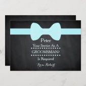 Uw dienst als Groomsman Black Chalkboard Bow Kaart (Voorkant / Achterkant)