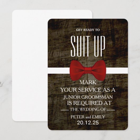 Uw Dienst als Groomsman Uitnodiging (Voorkant / Achterkant)