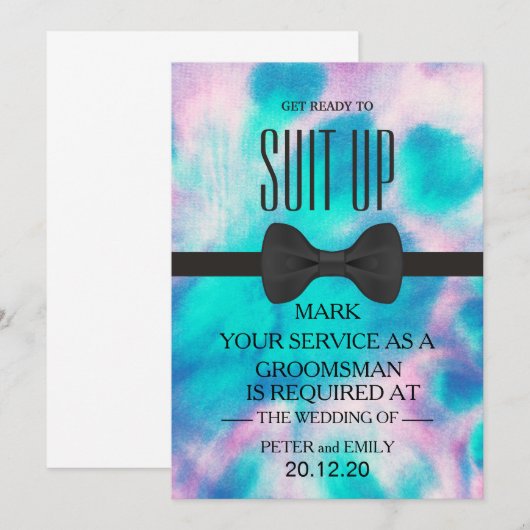 Uw Dienst als Groomsman Uitnodiging (Voorkant / Achterkant)
