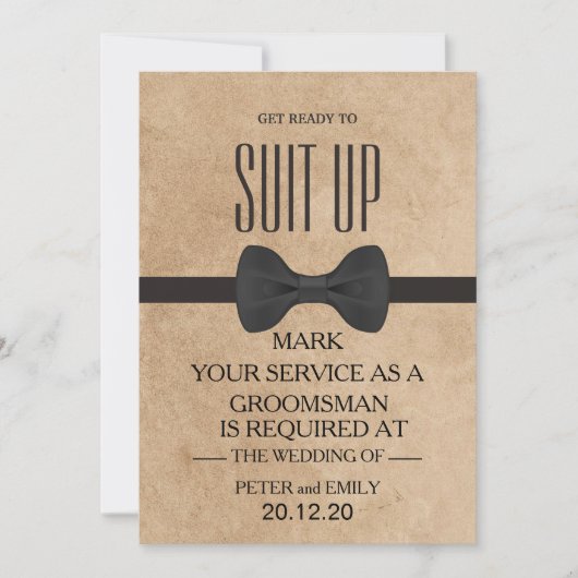 Uw Dienst als Groomsman Uitnodiging (Voorkant)