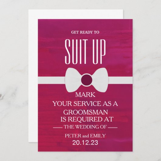 Uw Dienst als Groomsman Uitnodiging (Voorkant / Achterkant)