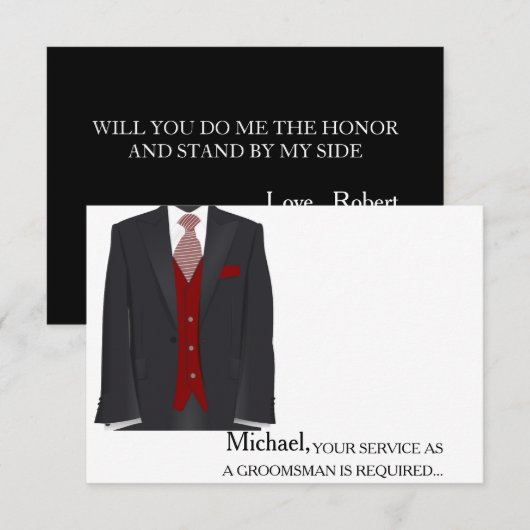 Uw dienst als Groomsman vereiste Personeel Kaart (Voorkant / Achterkant)