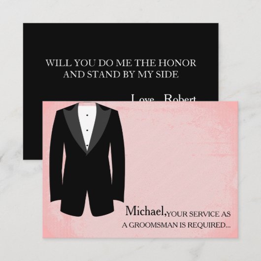 Uw dienst als Groomsman vereiste Personeel Kaart (Voorkant / Achterkant)