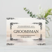 Uw dienst wordt gevraagd als Groomsman Uitnodiging (Staand voorkant)
