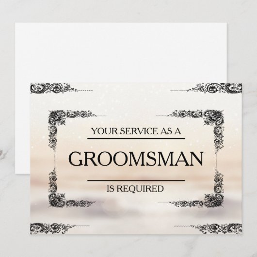 Uw dienst wordt gevraagd als Groomsman Uitnodiging (Voorkant / Achterkant)