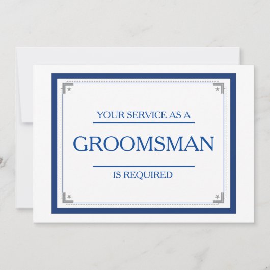 Uw dienst wordt gevraagd als Groomsman Uitnodiging (Voorkant)