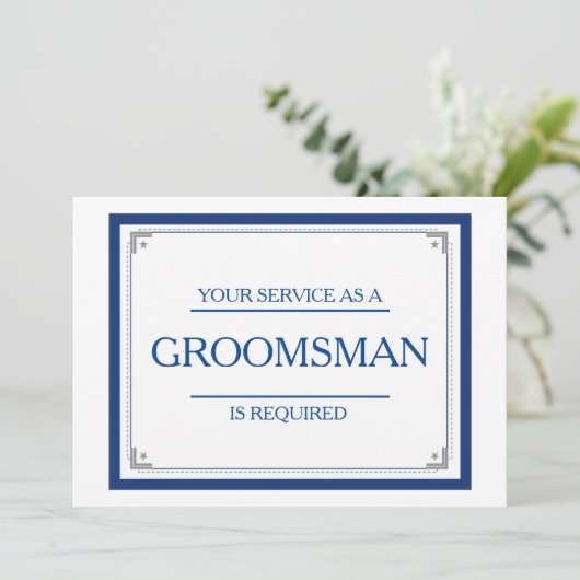 Uw dienst wordt gevraagd als Groomsman Uitnodiging (Staand voorkant)