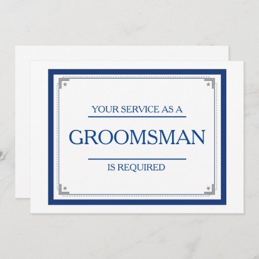 Uw dienst wordt gevraagd als Groomsman Uitnodiging (Voorkant / Achterkant)