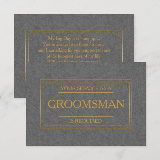 Uw dienst wordt gevraagd als Groomsman Uitnodiging (Voorkant / Achterkant)