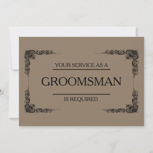 Uw dienst wordt gevraagd als Groomsman Uitnodiging (Voorkant)