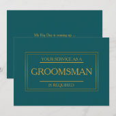 Uw dienst wordt gevraagd als Groomsman Uitnodiging (Voorkant / Achterkant)