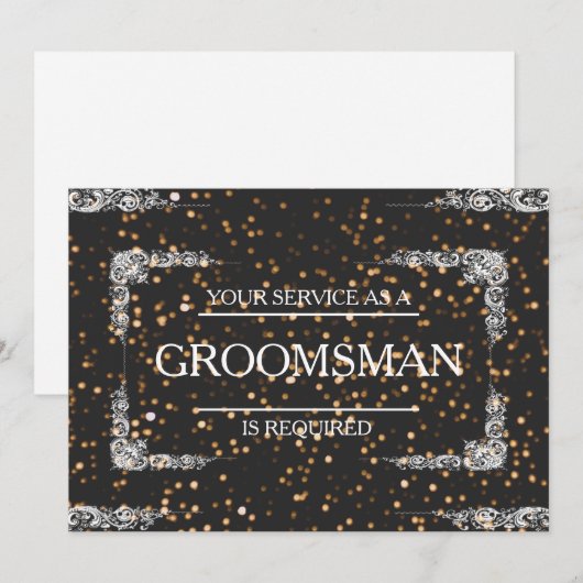 Uw dienst wordt gevraagd als Groomsman Uitnodiging (Voorkant / Achterkant)