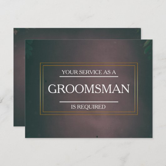 Uw dienst wordt gevraagd als Groomsman Uitnodiging (Voorkant / Achterkant)