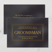 Uw dienst wordt gevraagd als Groomsman Uitnodiging (Voorkant / Achterkant)