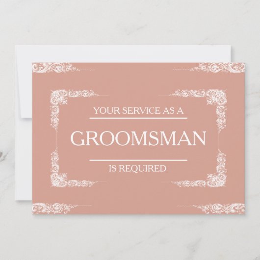Uw dienst wordt gevraagd als Groomsman Uitnodiging (Voorkant)