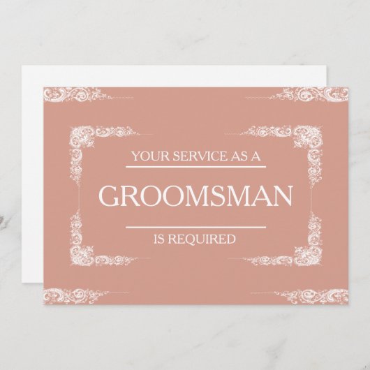Uw dienst wordt gevraagd als Groomsman Uitnodiging (Voorkant / Achterkant)