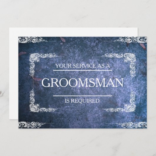 Uw dienst wordt gevraagd als Groomsman Uitnodiging (Voorkant / Achterkant)