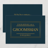 Uw dienst wordt gevraagd als Groomsman Uitnodiging (Voorkant / Achterkant)