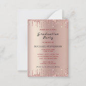 Uw diploma-feest uitnodiging Roze Goud Glitter (Voorkant)