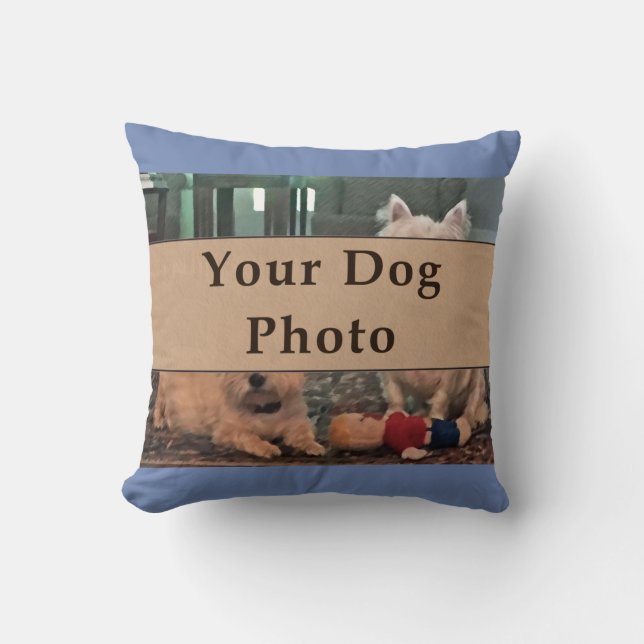 Uw Dog Photo Pillow, uw kleuren, tekst, Afbeelding Kussen (Voorkant)
