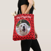 Uw Doggie Foto en Schattige Pawprint Patroon Tote Bag (Dichtbij)