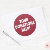 Uw Donatie Help-sticker Ronde Sticker (Envelop)