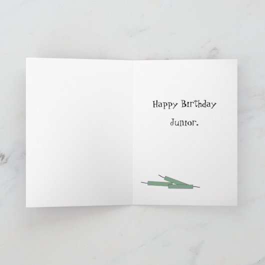 Uw drie Junior Blue Trim Birthday Kaart (Binnen)