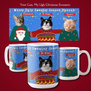 Uw drie katten Draag lelijke kersttruien Foto Koffiemok