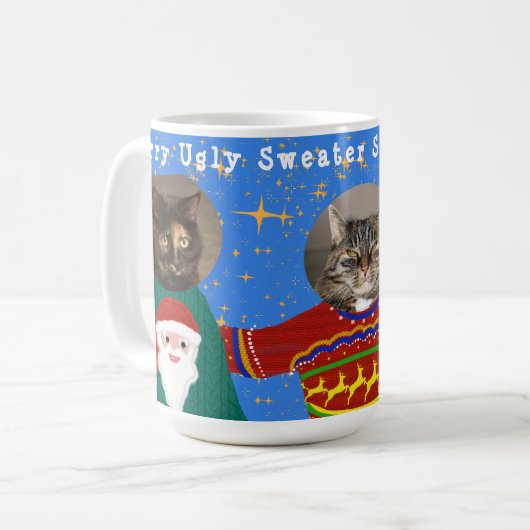 Uw drie katten Draag lelijke kersttruien Foto Koffiemok (Voorkant links)