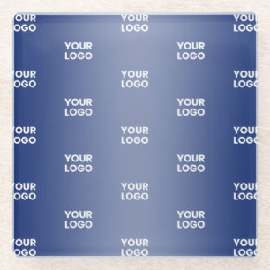 Uw eenvoudige herhalende Logo   Blauwe helling Glazen Onderzetter