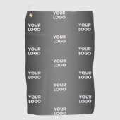 Uw eenvoudige herhalende Logo | Verloop zwart en g Golfhanddoek (Voorkant)