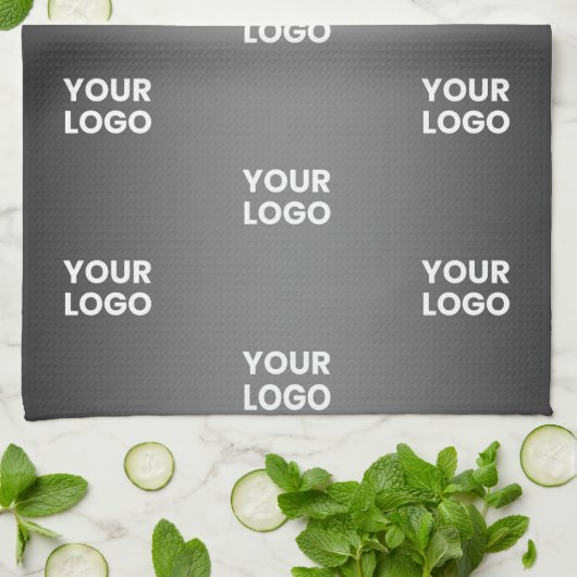 Uw eenvoudige herhalende Logo | Verloop zwart en g Theedoek (Gevouwen)