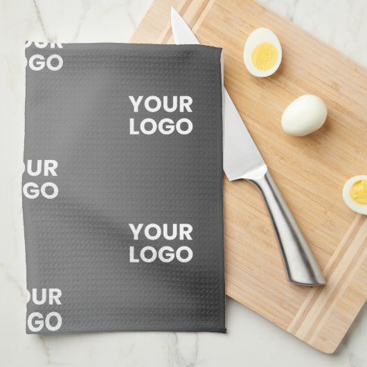 Uw eenvoudige herhalende Logo | Verloop zwart en g Theedoek (Quarter Fold)