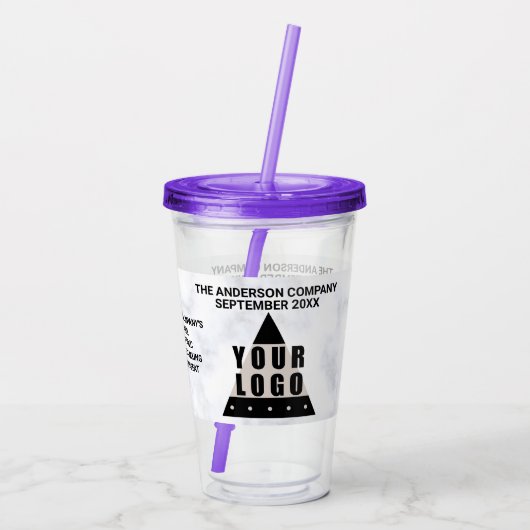 Uw eenvoudige, moderne Logo Acryl Drinkbeker (Achterkant)