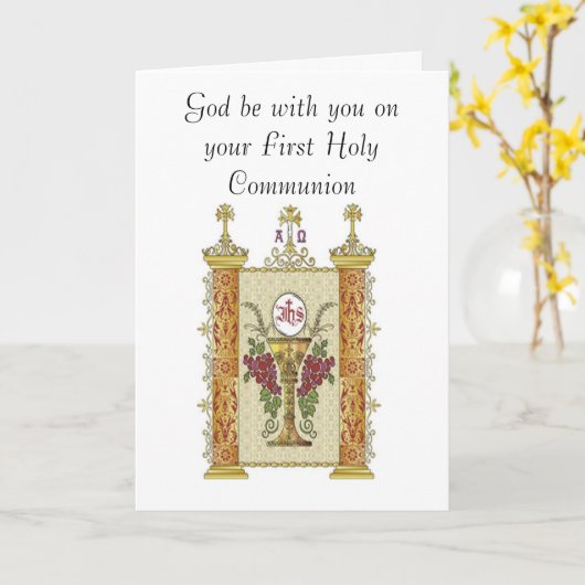 Uw eerste heilige communie kaart (Gele Bloem)