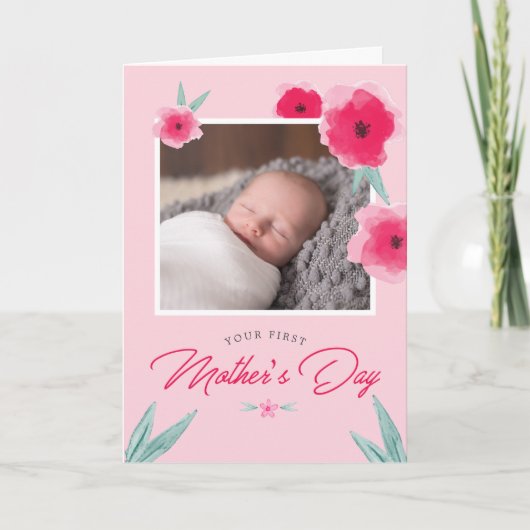 Uw eerste Moederdag Flower Photo Greep Kaart (Voorkant)